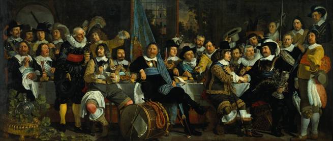 Banquet of the Amsterdam Civic Guard after Treaty of Munster  1648  by Bartholomeus van der Helst   1613-1670    Rijksmuseum Amsterdam